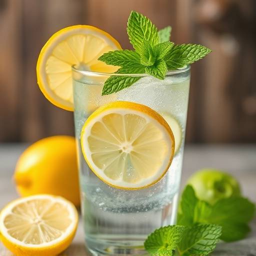Glass of water with lemon and mint