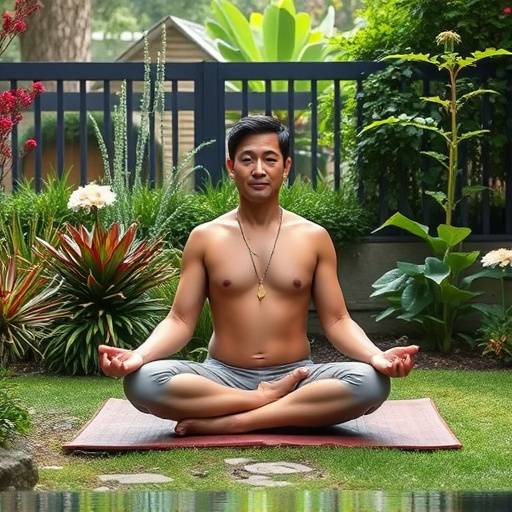 Person meditating in a peaceful garden, focusing on mental well-being.